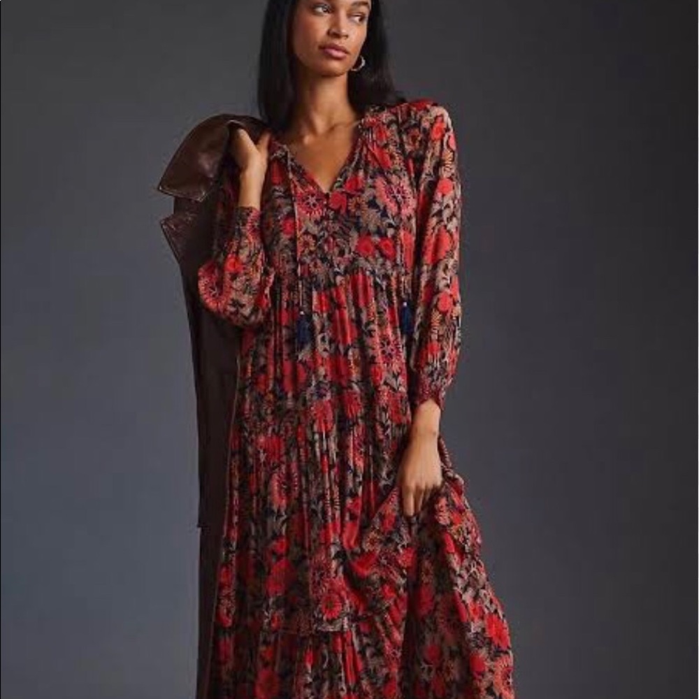 Anthroplogie Marais Printed Chiffon Maxi Dress
